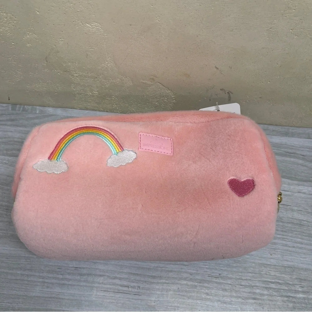 Impressions Care Bears Pink Plush Unfold Travel Makeup Cosmetic Zip Pouch New